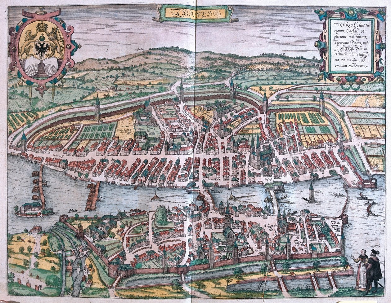 チューリッヒ（スイス） - ゲオルク・ブラウン作『Civitates Orbis Terrarum』（ケルン、1617年）所収 作： ジョージ・ブラウン