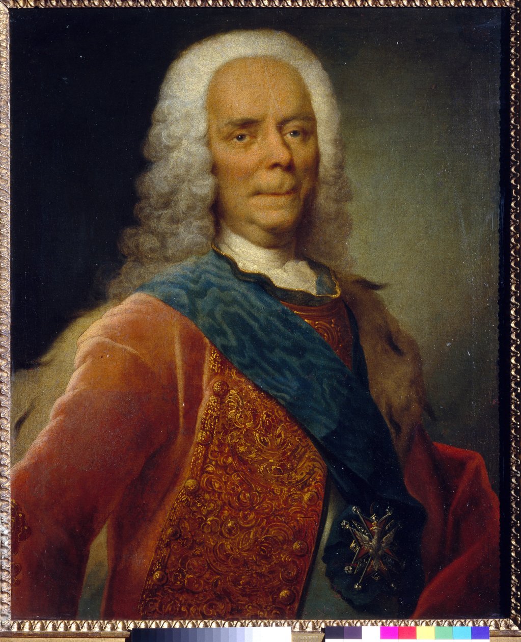 ドルゴルーコフ王子（1667-1746）の肖像 - Peinture de Georg Christoph Grooth（1716-1749）、1746年以前のキャンバスに油彩 - 国立トレチャコフ・ギャラリー、モスクワ 76x62,5 mm 作： ジョージ・クリストフ・グルース