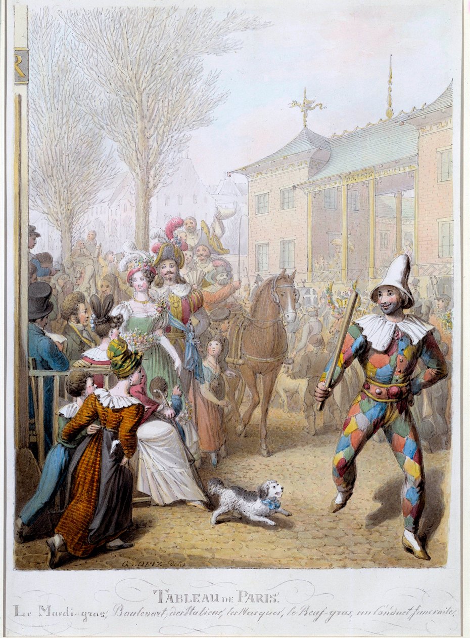 パリのイタリア人通りのマルディグラ ジョージ・エマニュエル・オピッツ（1775-1841）によるイラスト 19世紀 パリ、カルナヴァレ美術館 作： ゲオルグ・エマニュエル・オピッツ