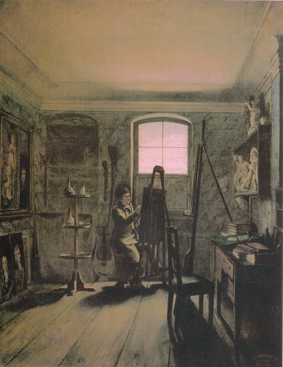 ドイツ語：Der Maler Gerhard von Kügelgen in seinem Atelier（画家ゲルハルト・フォン・キューゲルゲンのアトリエ） The painter Gerhard von Kügelgen in his studio（画家ゲルハルト・フォン・キューゲルゲンのアトリエ 作： ゲオルク・フリードリヒ・ケルスティング