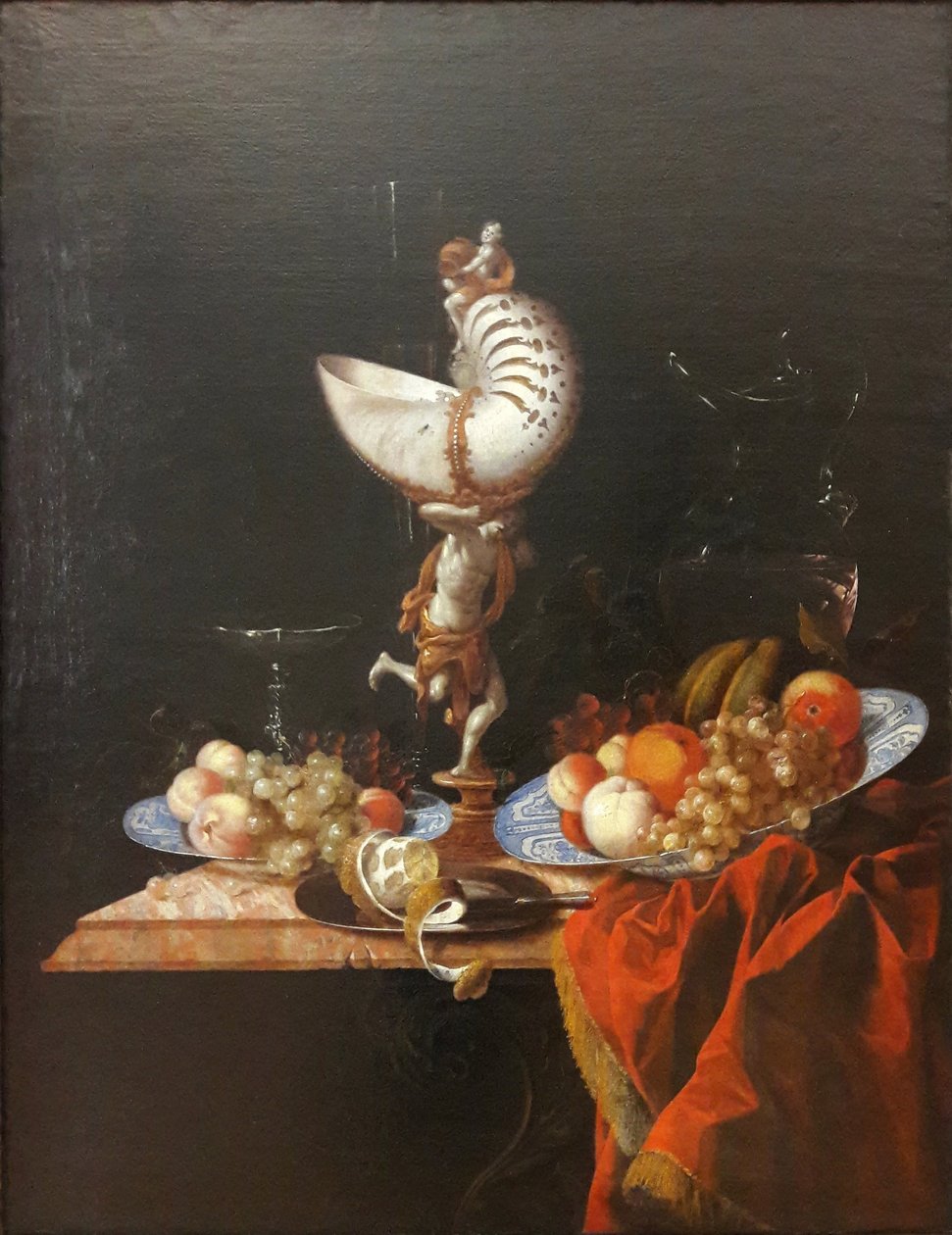 ドイツ語：Stillleben mit Nautiluspokal オウムガイのカップのある静物 作： ジョージ・ハインズ
