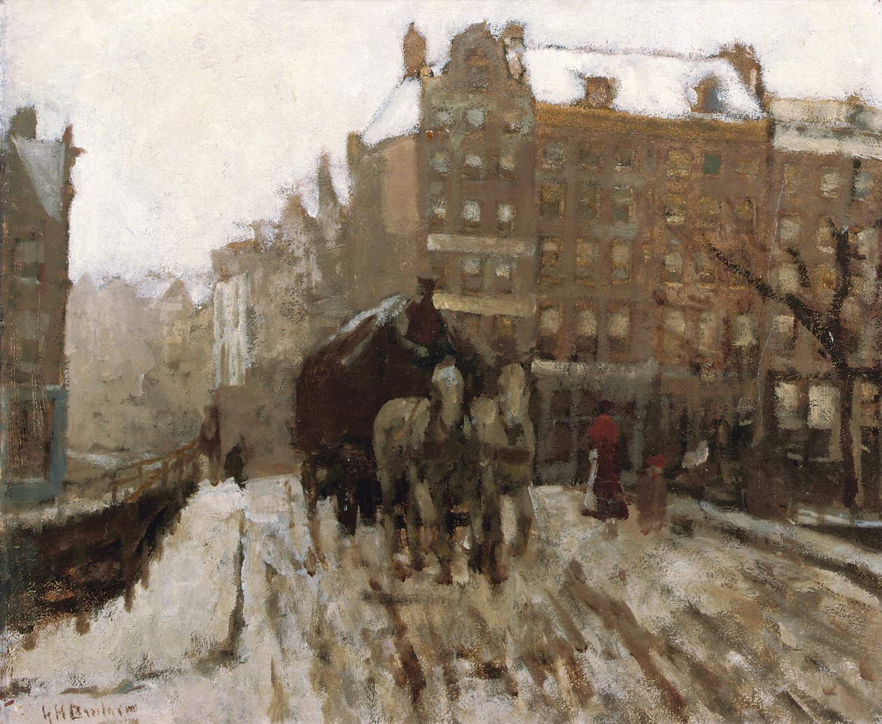 Paleisstraat、アムステルダム、c.1895-1900でシンゲル運河に架かる橋 作： ゲオルグ・ヘンドリク・ブライトナー