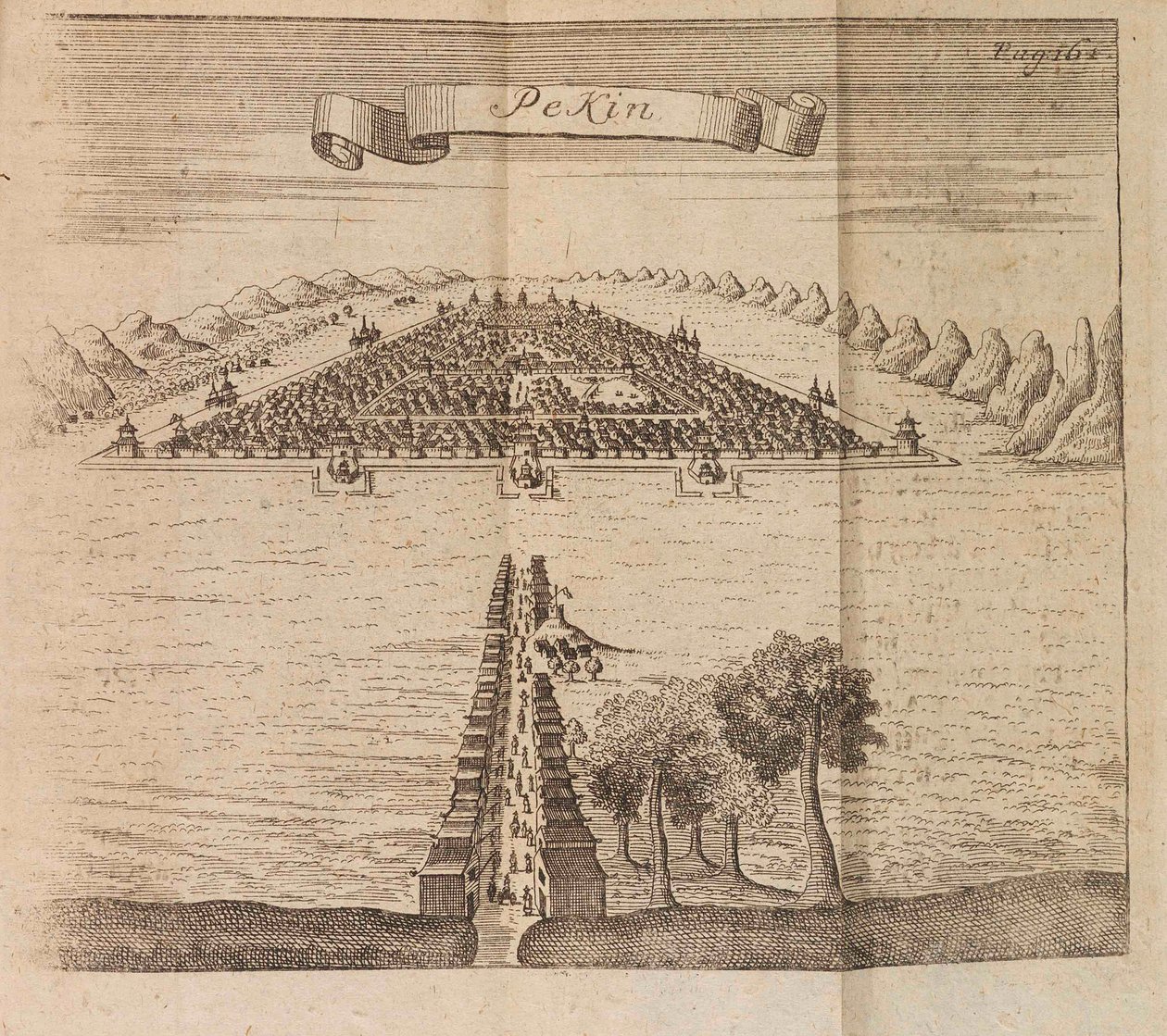 北京。 皇帝ピョートル 1 世が編纂した駐北京大使館の旅行記、1719 年。 作： Georg Johann Undaunted