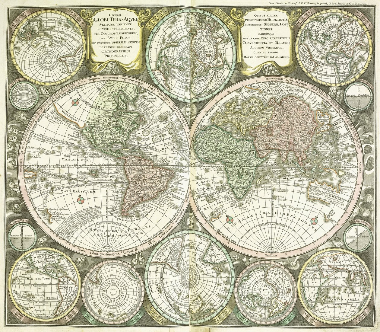 世界地図、1744年 作： ゲオルク・マシュー・セッター