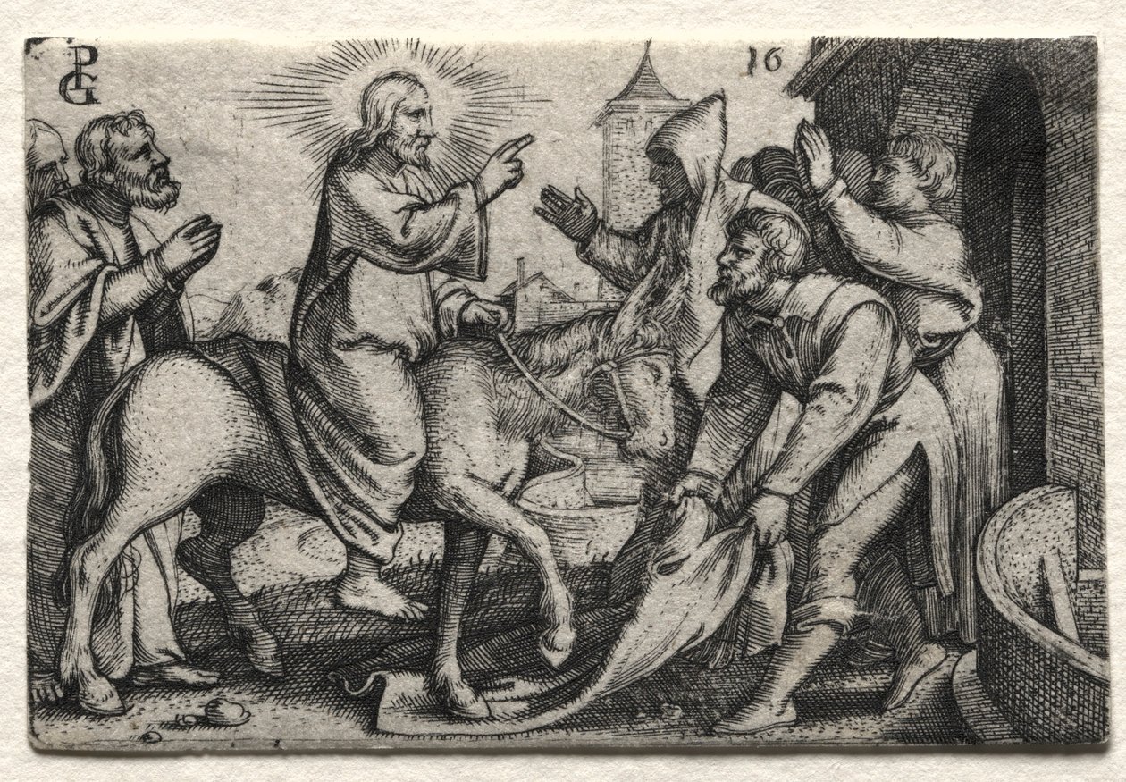 イエス・キリストの生涯：エルサレムに入るキリスト、c。 1534-35。 作： ジョージ・ペンツ