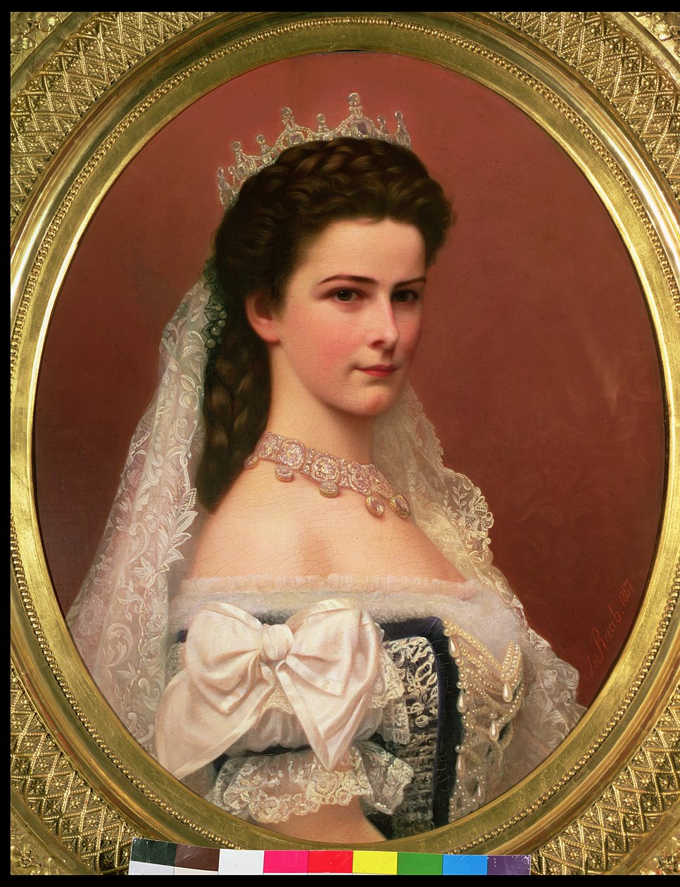 1867年、ハンガリーの衣装を着たバイエルン州のエリザベス女王（1837〜98年） 作： ゲオルグ・ラブ