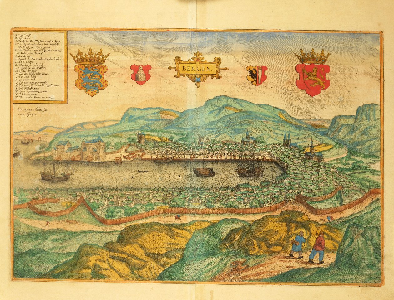 ゲオルク・ブラウンの「Civitates Orbis Terrarum」よりベルゲン 作： フラン