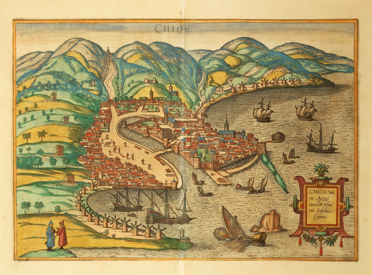 ゲオルク・ブラウンの「Civitates Orbis Terrarum」よりキオス島 作： フラン