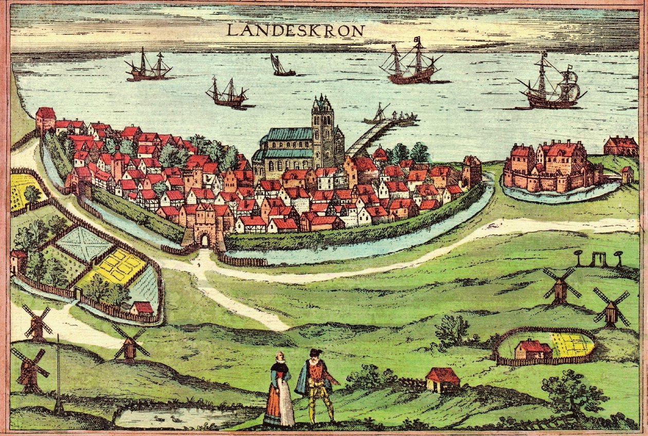 ランスクローナ市、反ハンザ同盟の港、デンマーク 作： ゲオルクとホーゲンベルク フランツ (1535-90) ブラウン