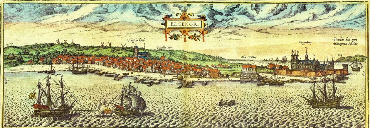 デンマーク、エルシノア 作： ゲオルクとホーゲンベルク フランツ (1535-90) ブラウン