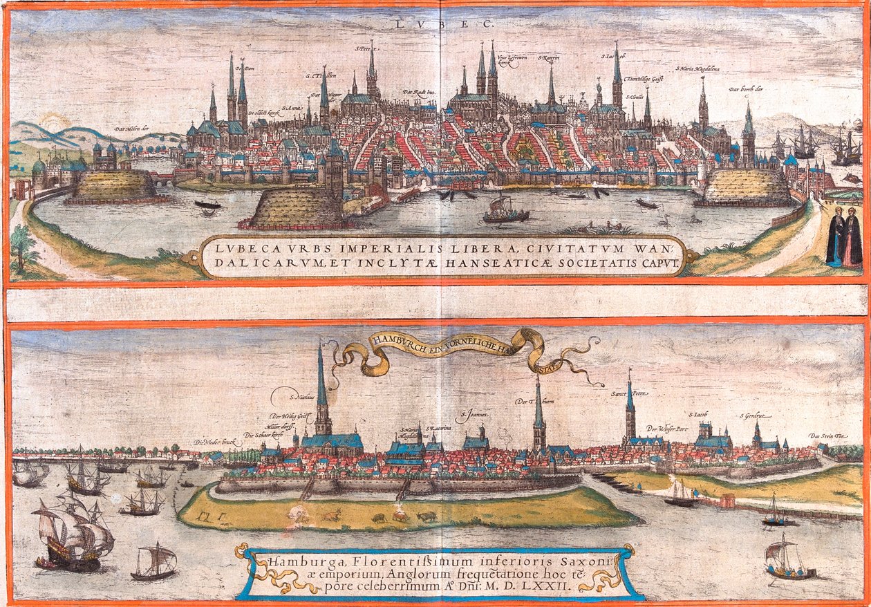 ドイツ、ハンブルク、リューベック 作： ゲオルクとホーゲンベルク フランツ (1535-90) ブラウン
