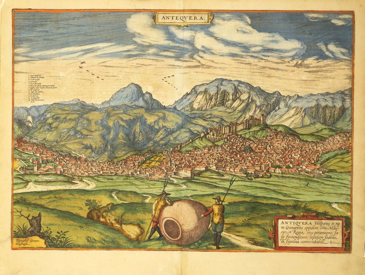 Georg BraunのCivitates Orbis TerrarumによるAntequeraの地図 作： フラン