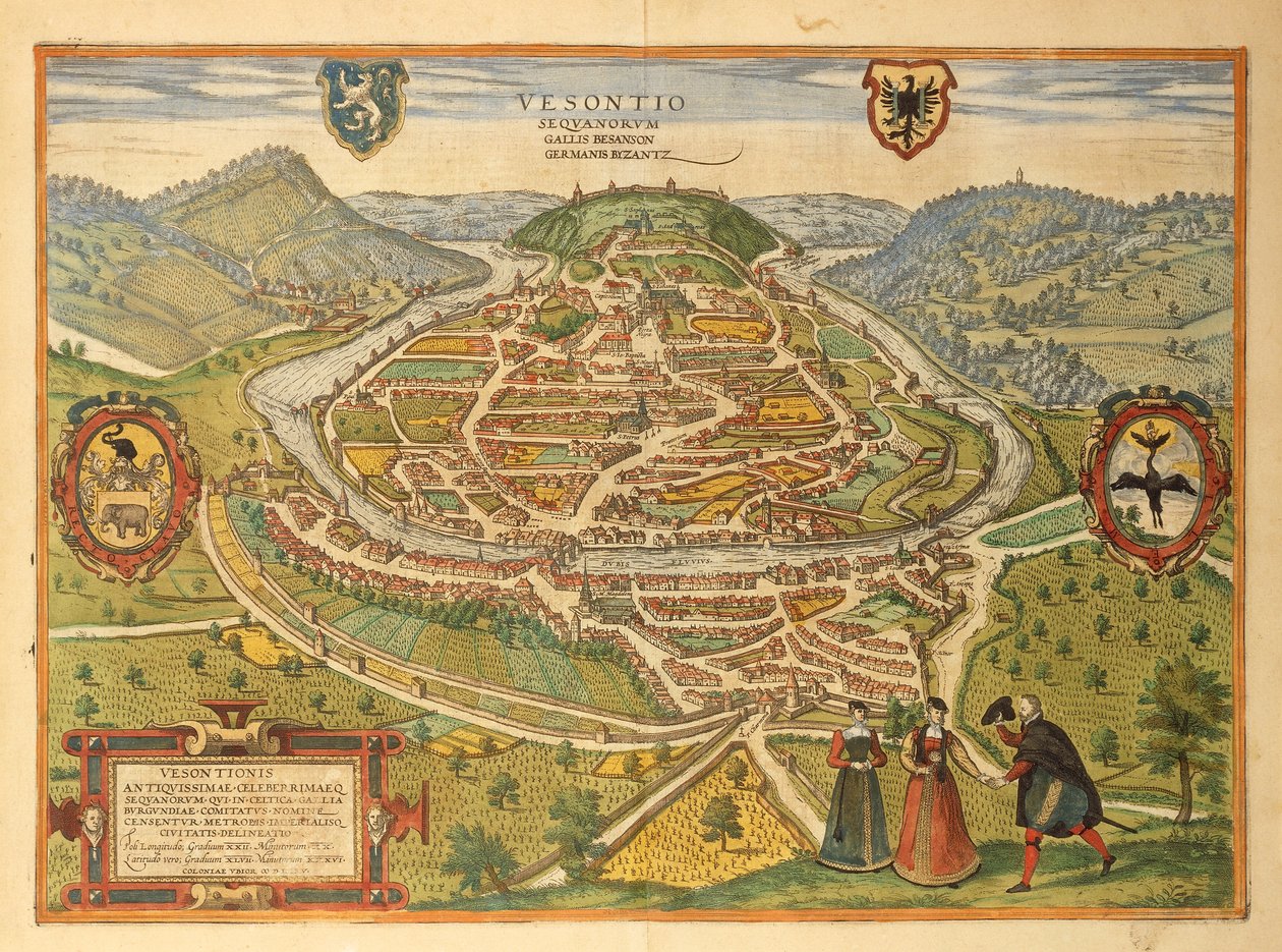 Georg BraunによるCivitates Orbis TerrarumのBesanconの地図。 作： フラン