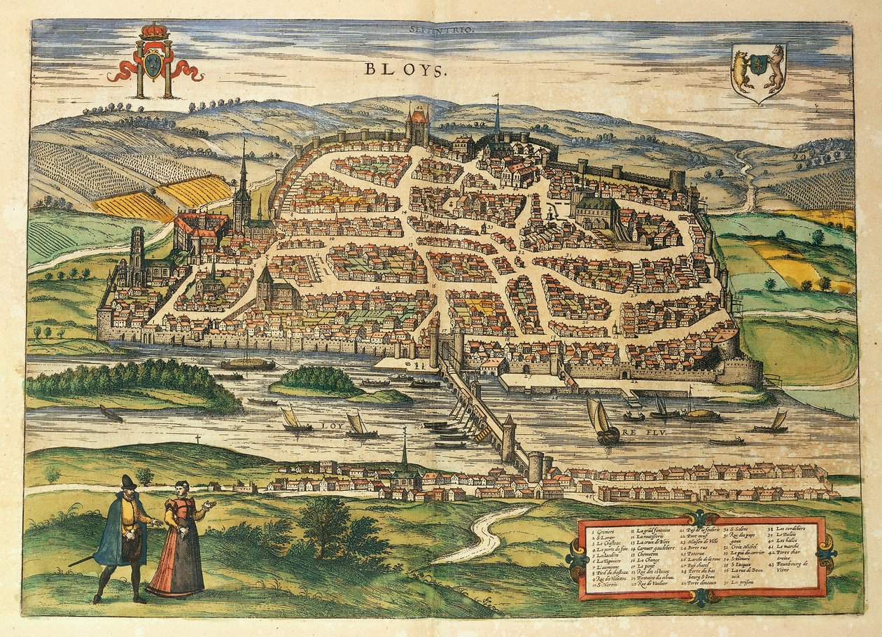 ゲオルグ・ブラウンの「Civitates Orbis Terrarum」よりブロワの地図 作： フラン