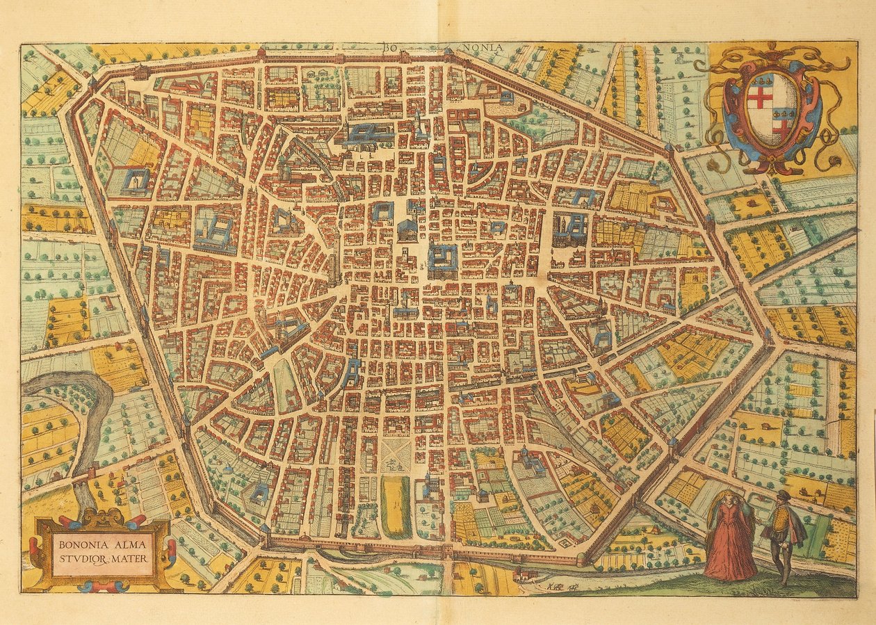 ゲオルグ・ブラウンの「Civitates Orbis Terrarum」によるボローニャの地図 作： フラン