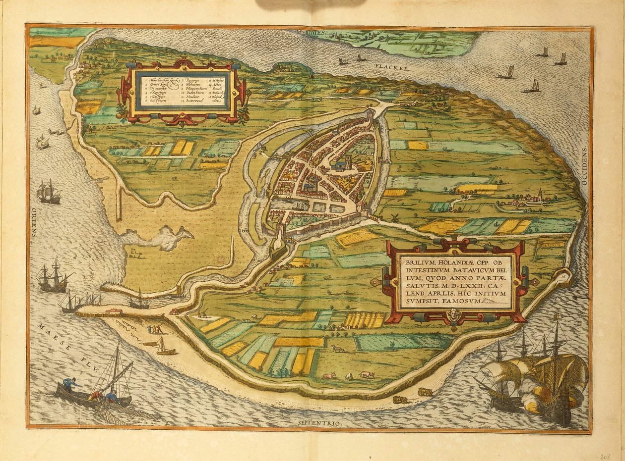ゲオルグ・ブラウンの「Civitates Orbis Terrarum」よりブリエルの地図 作： フラン
