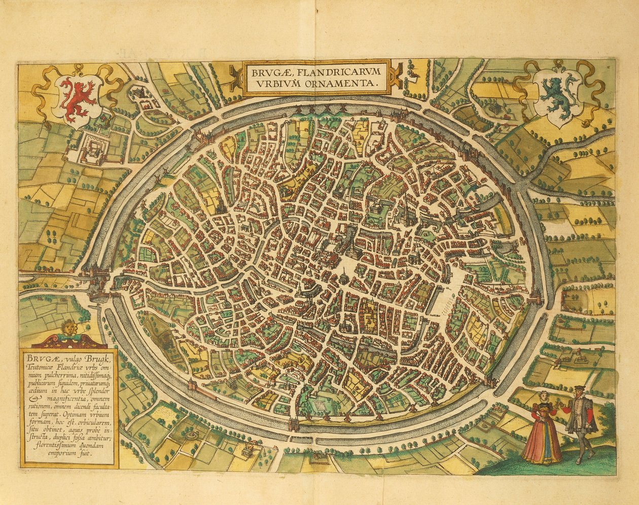 ゲオルグ・ブラウンの「Civitates Orbis Terrarum」によるブルージュの地図 作： フラン