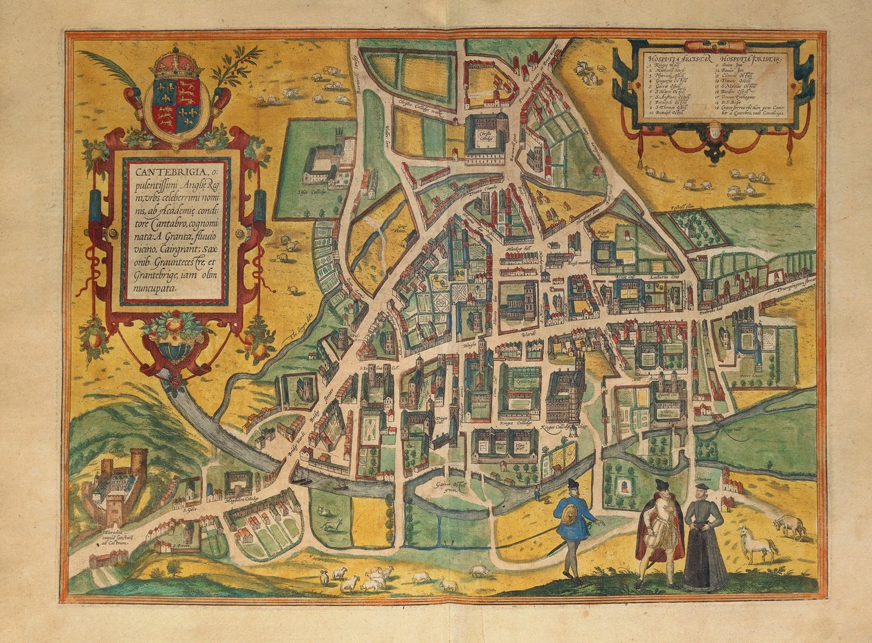 ジョージ・ブラウンの「Civitates Orbis Terrarum」よりケンブリッジの地図 作： フラン