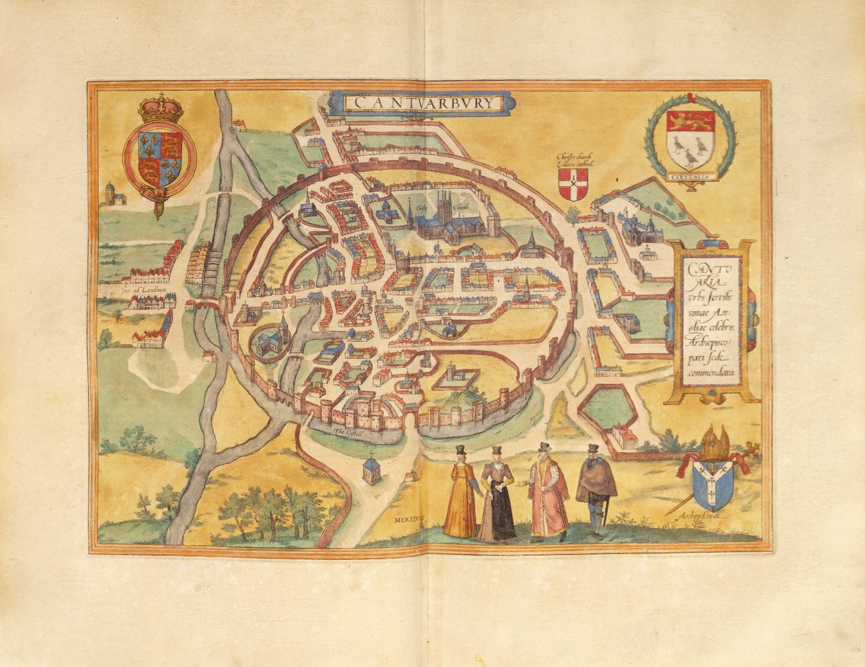 ゲオルグ・ブラウンの「Civitates Orbis Terrarum」よりカンタベリーの地図 作： フラン