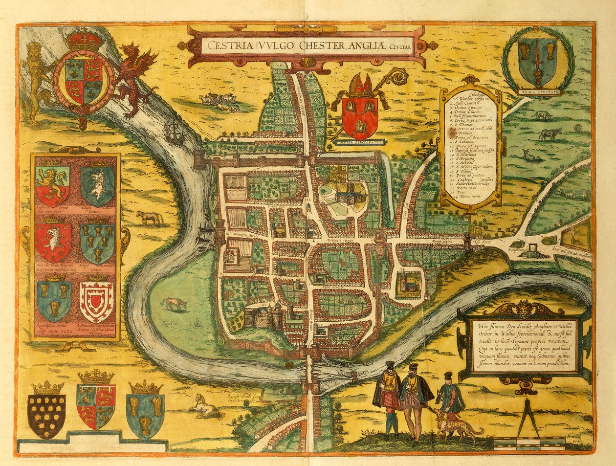ゲオルグ・ブラウンの「Civitates Orbis Terrarum」よりチェスターの地図 作： フラン