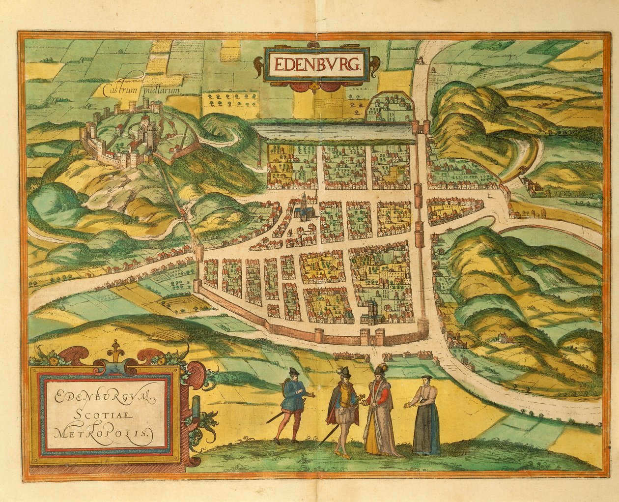 ジョージ・ブラウンの「Civitates Orbis Terrarum」によるエジンバラの地図 作： フラン
