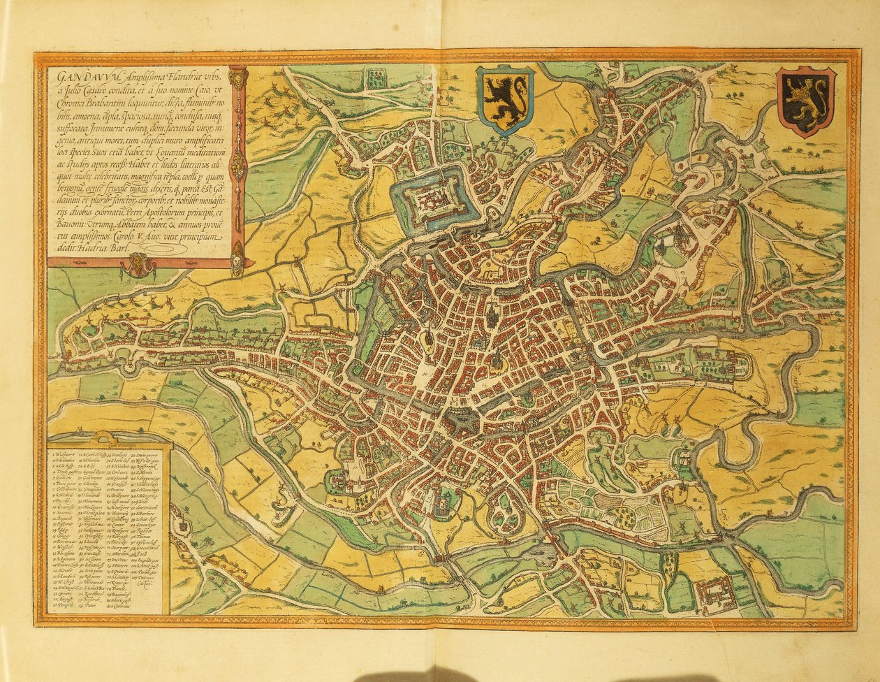 ゲオルグ・ブラウンの「Civitates Orbis Terrarum」よりゲント、ガンドの地図 作： フラン