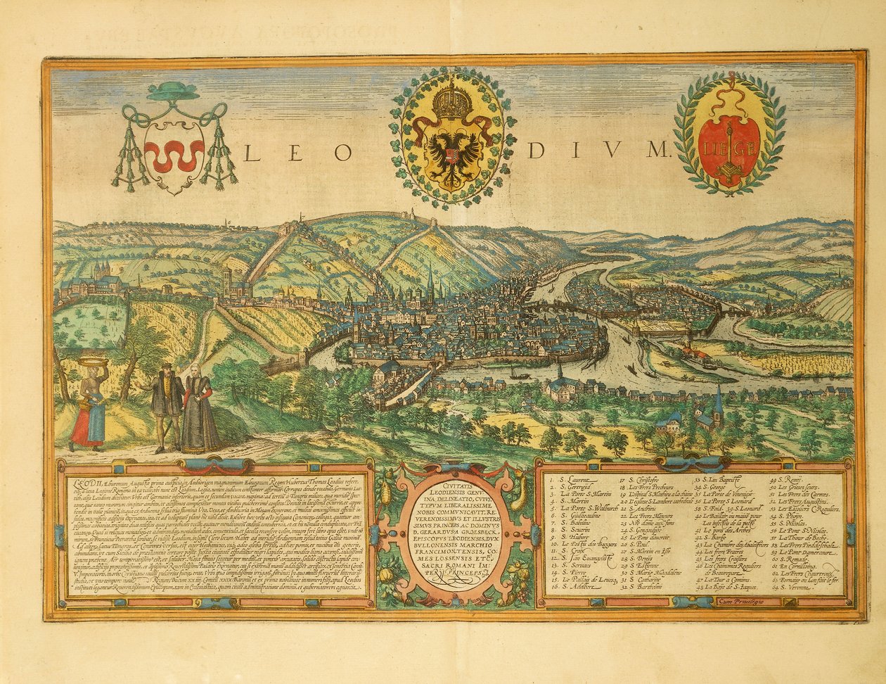 Georg BraunのCivitates Orbis Terrarumによるリエージュの地図 作： フラン