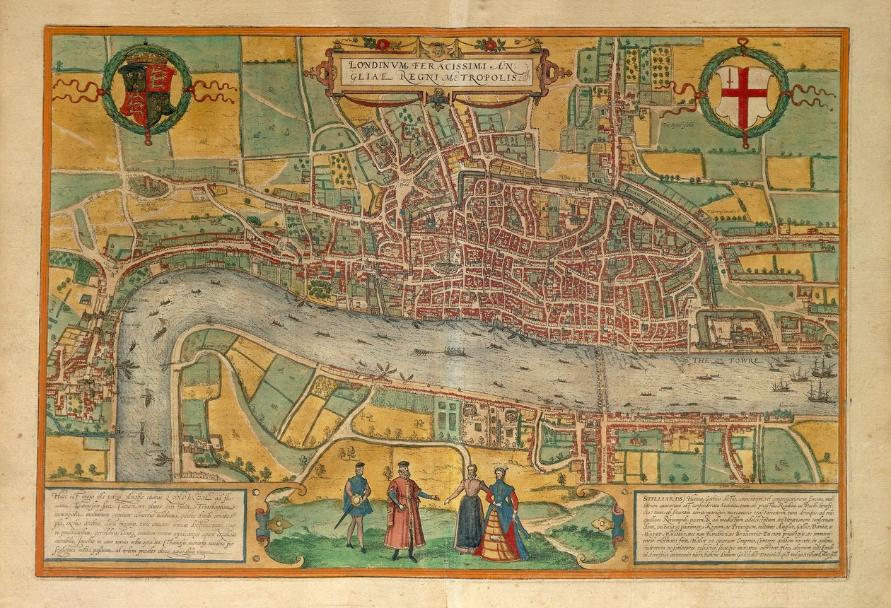 ジョージ・ブラウンの「Civitates Orbis Terrarum」によるロンドンの地図 作： フラン