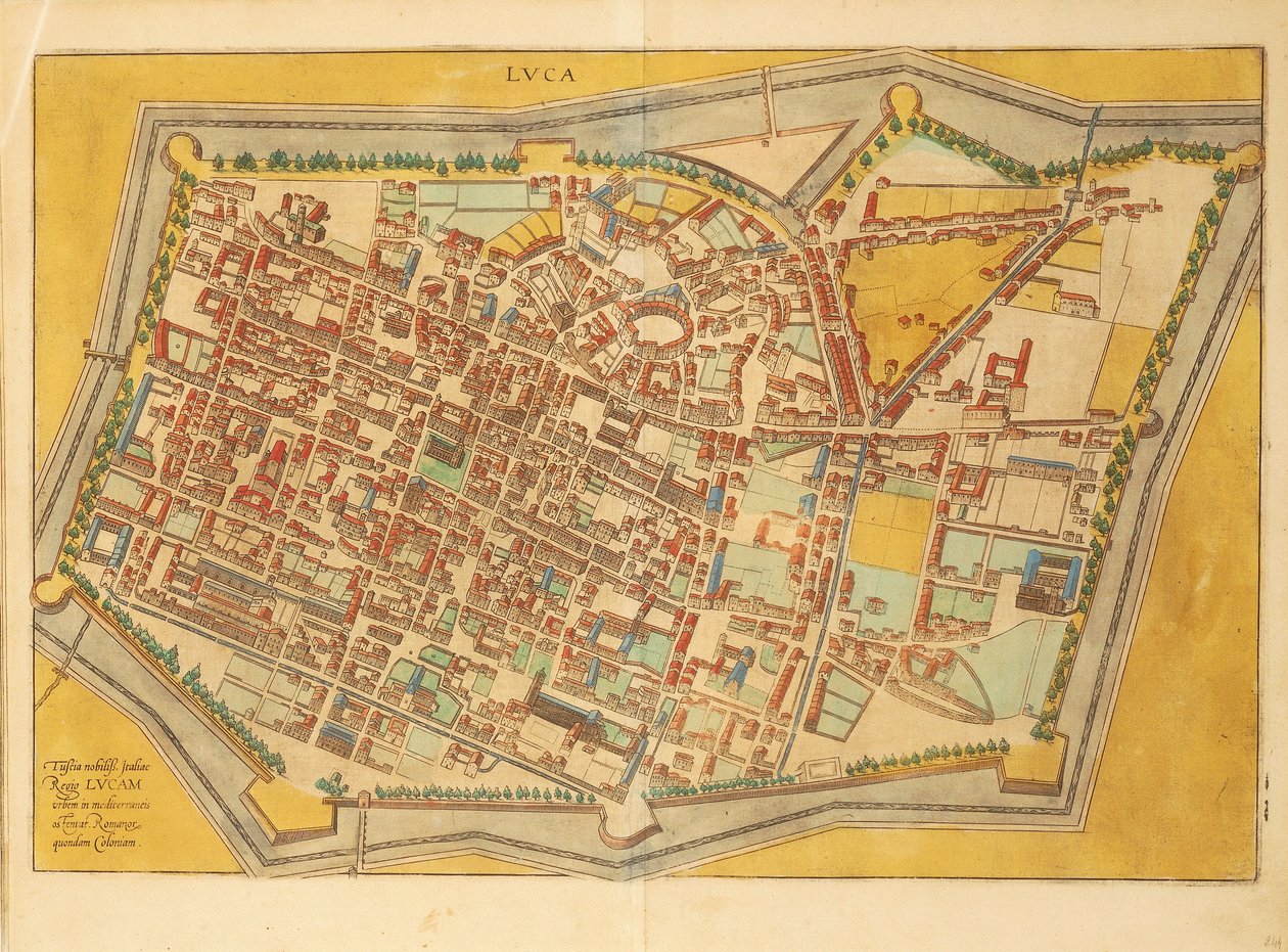 Georg BraunのCivitates Orbis Terrarumによるルッカの地図 作： フラン
