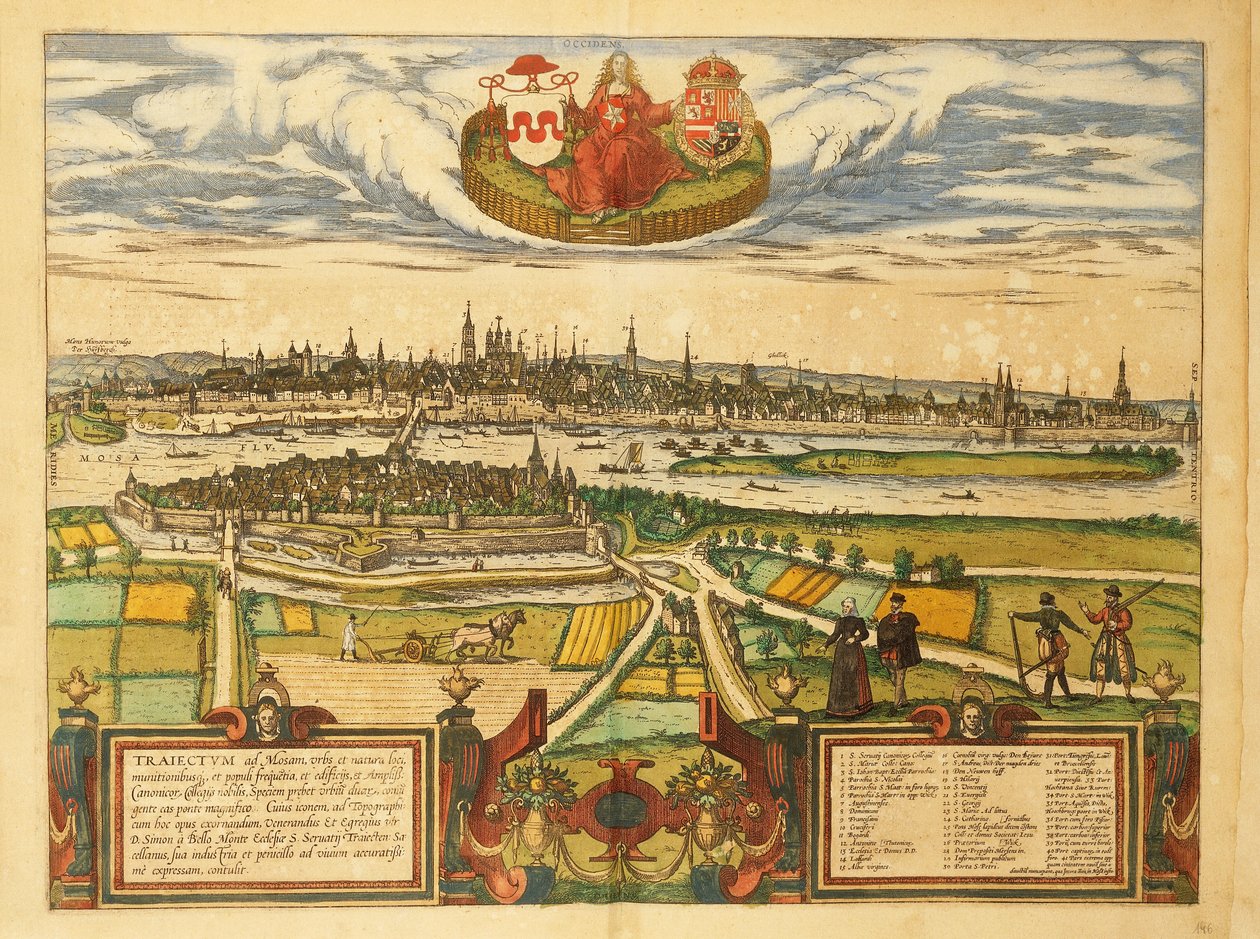 ゲオルク・ブラウンの「Civitates Orbis Terrarum」によるマーストリヒトの地図 作： フラン