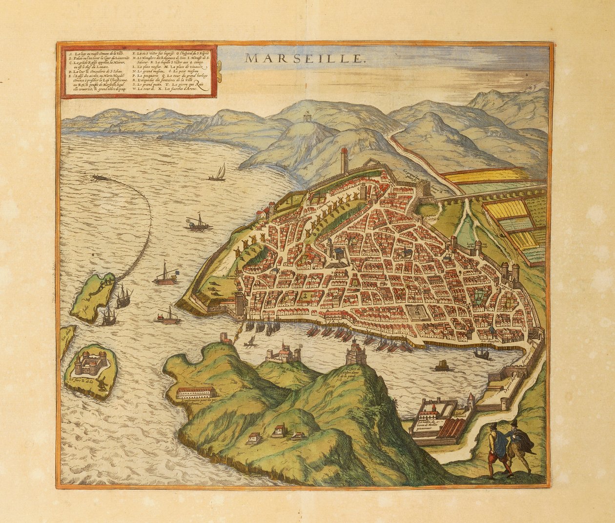 Georg BraunのCivitates Orbis Terrarumによるマルセイユの地図。 作： フラン