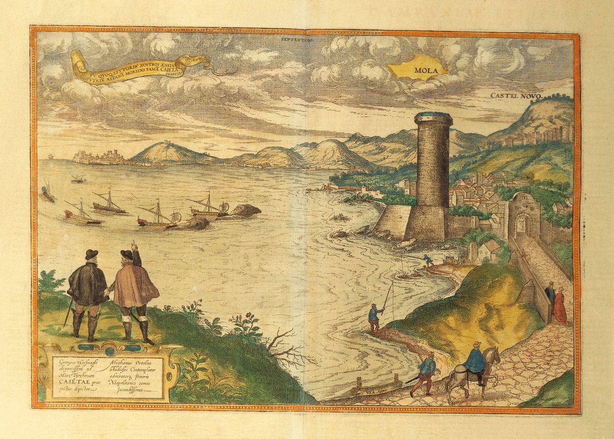 ゲオルグ・ブラウンの『Civitates Orbis Terrarum』に掲載されているアプリア地方のモーラ・ディ・バーリの地図。 作： フラン