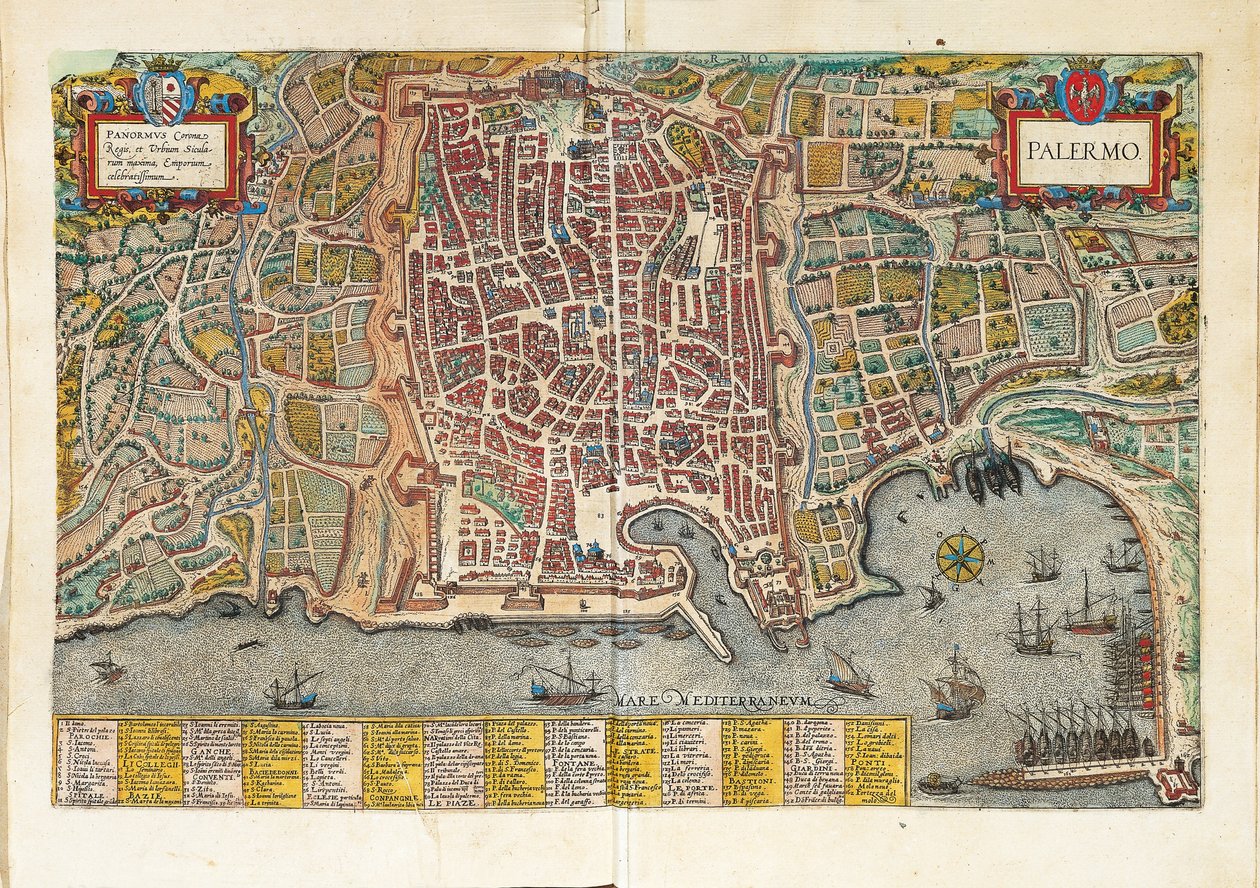 Georg BraunのCivitates Orbis Terrarumによるパレルモの地図 作： フラン