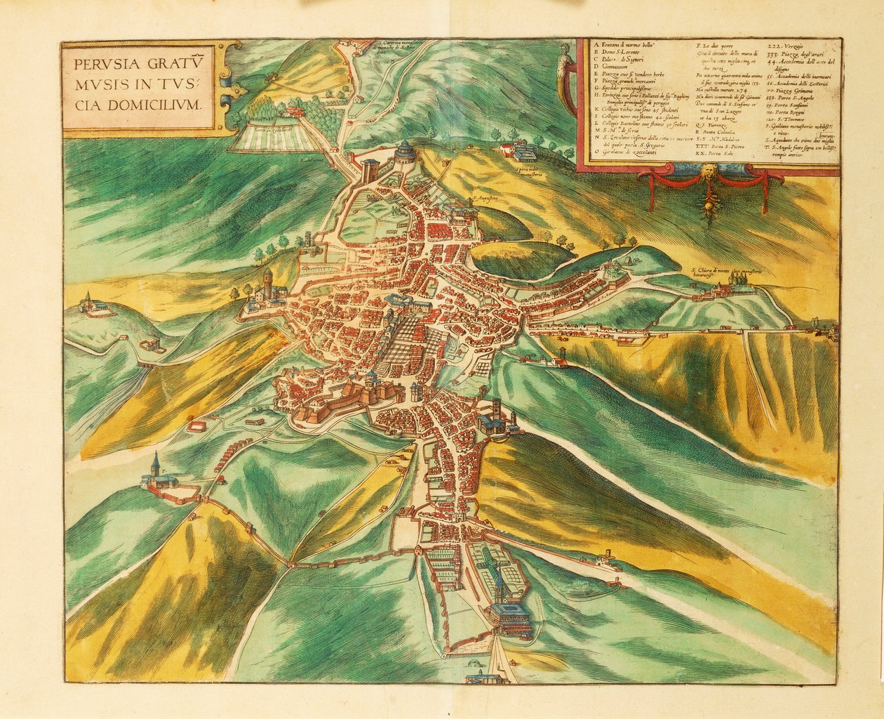 Georg BraunのCivitates Orbis Terrarumによるペルージャの地図 作： フラン