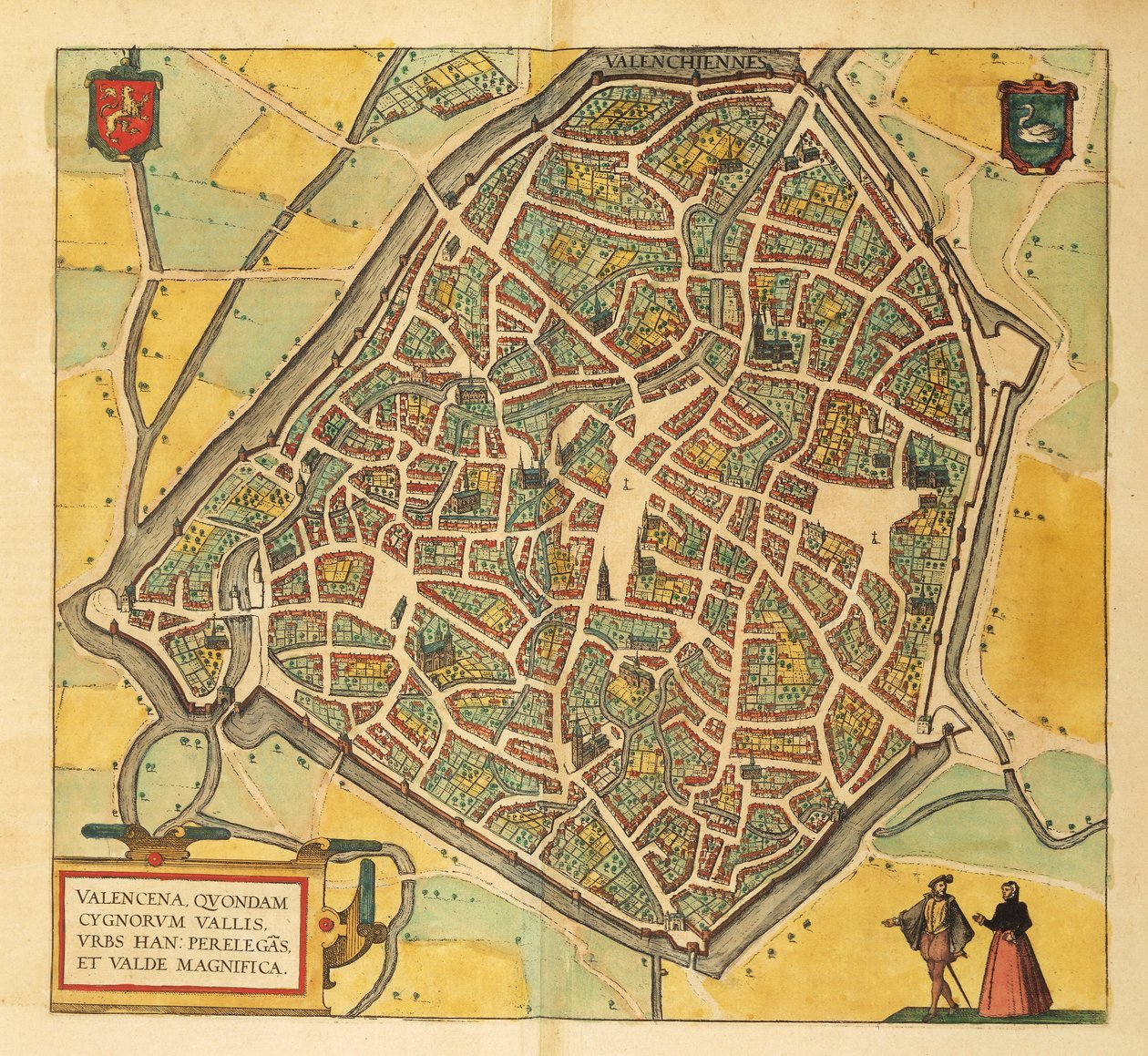 Georg BraunのCivitates Orbis TerrarumによるValenciennesの地図。 作： フラン