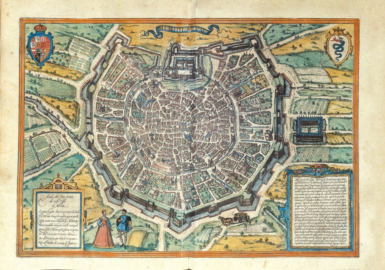 ゲオルク・ブラウンの「Civitates Orbis Terrarum」よりミラノ 作： フラン