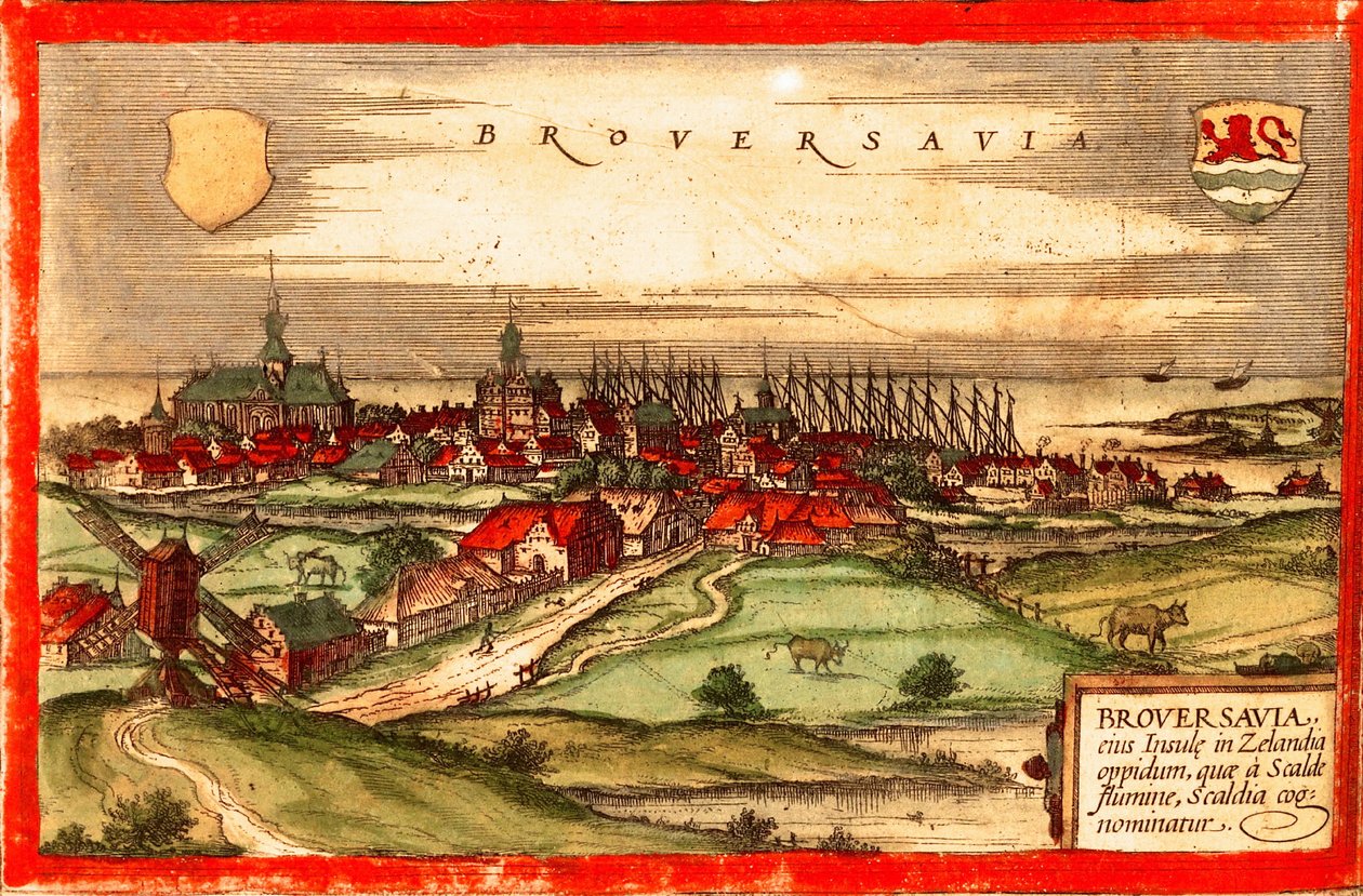 オランダ, Zeland, Brouvershaven 作： ゲオルクとホーゲンベルク フランツ (1535-90) ブラウン