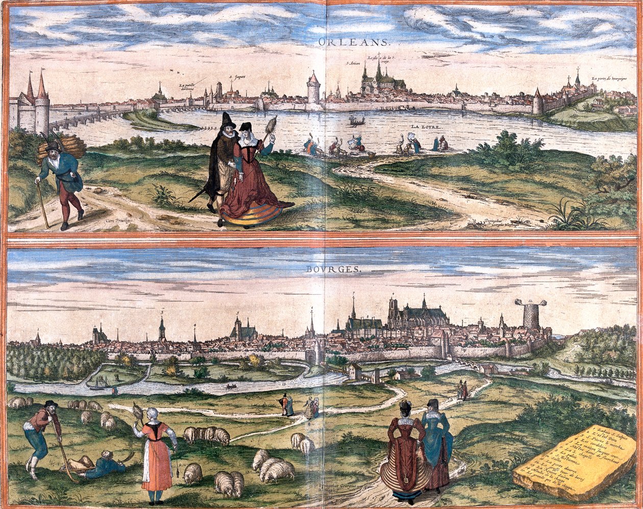 フランス、オルレアン、ブールジュ 作： ゲオルクとホーゲンベルク フランツ (1535-90) ブラウン