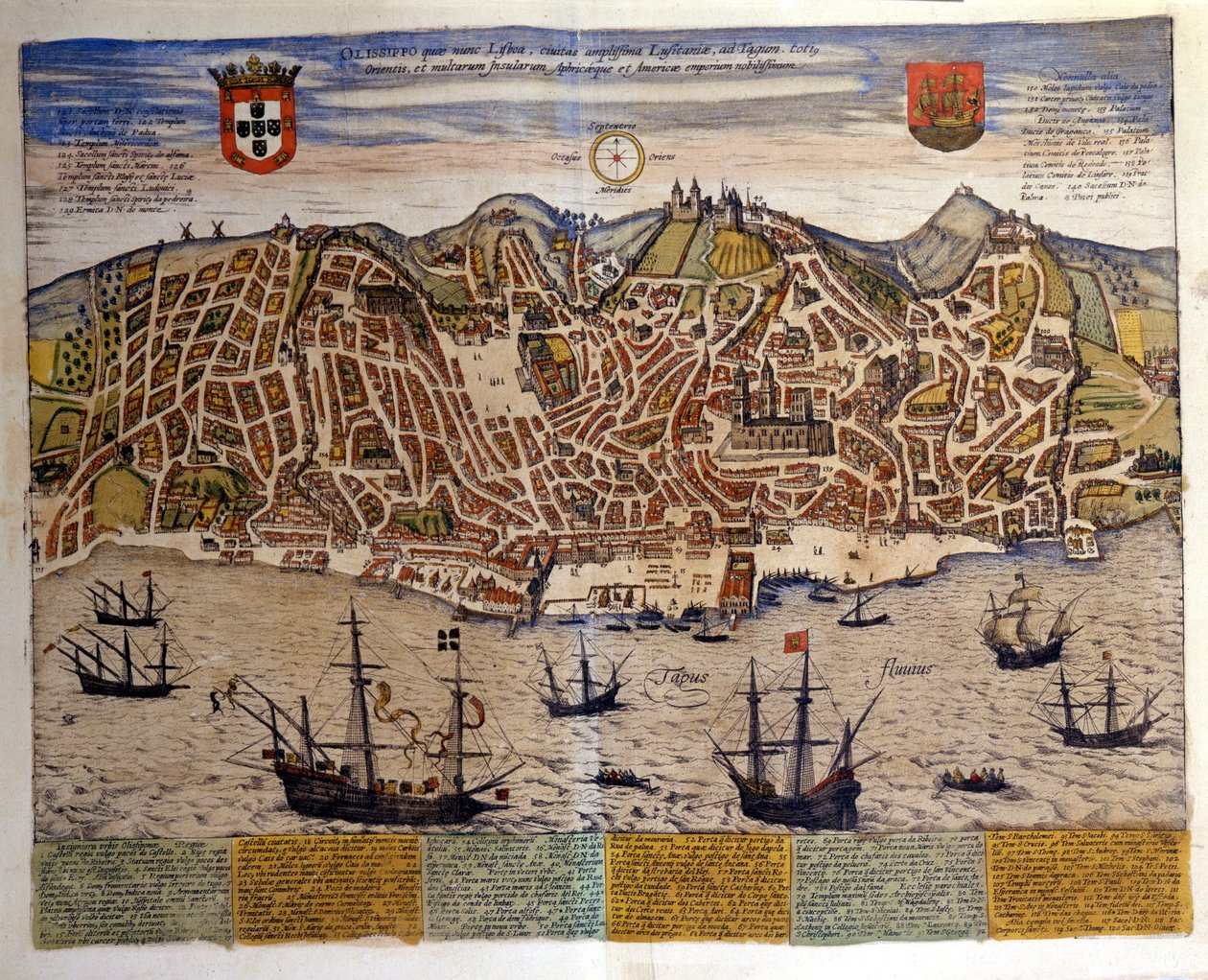 16世紀末のリスボンの風景。アトラス「Civitates Orbis Terrarum」Braun & Hogenberg著 作： フラン