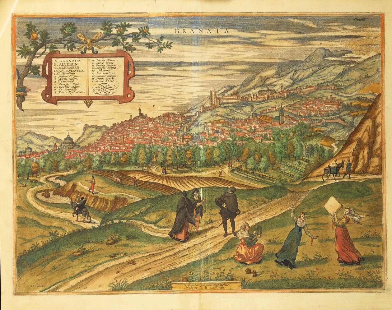Georg BraunのCivitates Orbis Terrarumによるグラナダの地図