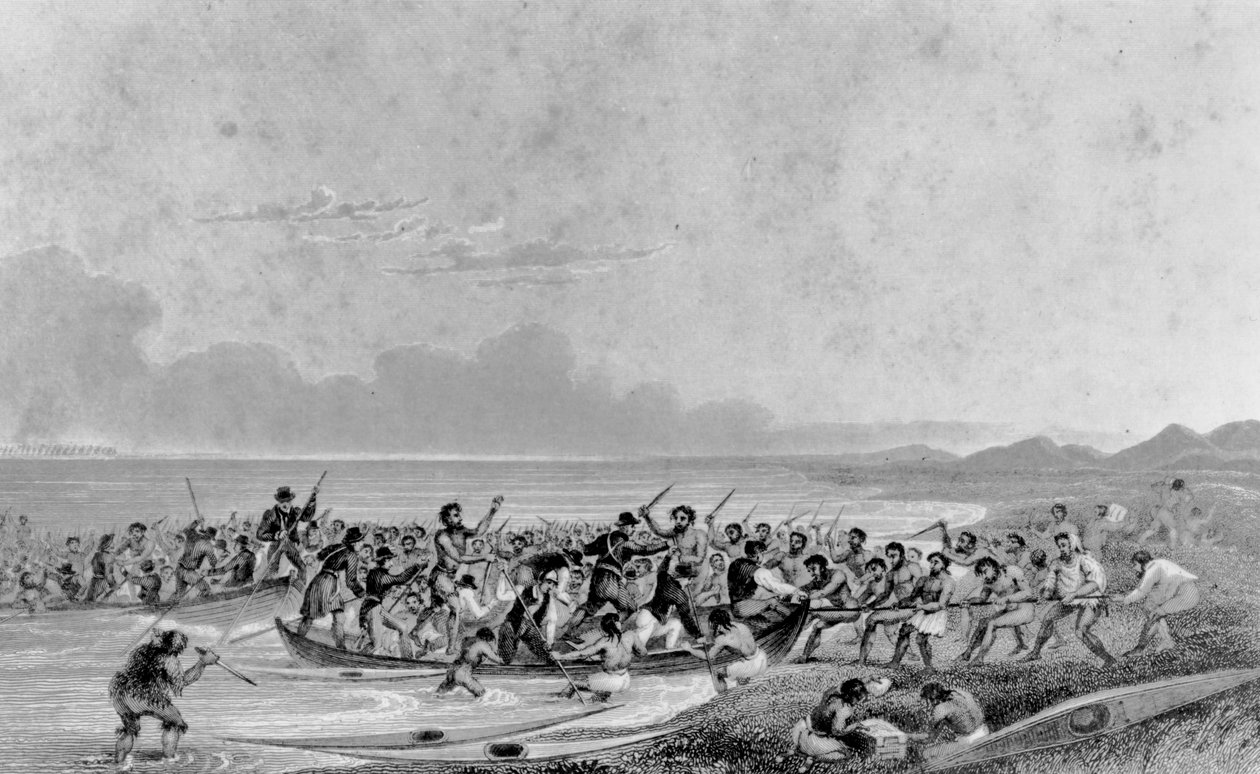 エスキモー、フランクリン遠征船を略奪、1826年 作： ジョージ・バック