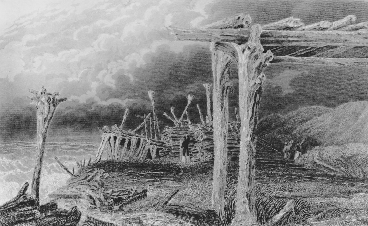 エスキモーの冬の家、1826年 作： ジョージ・バック