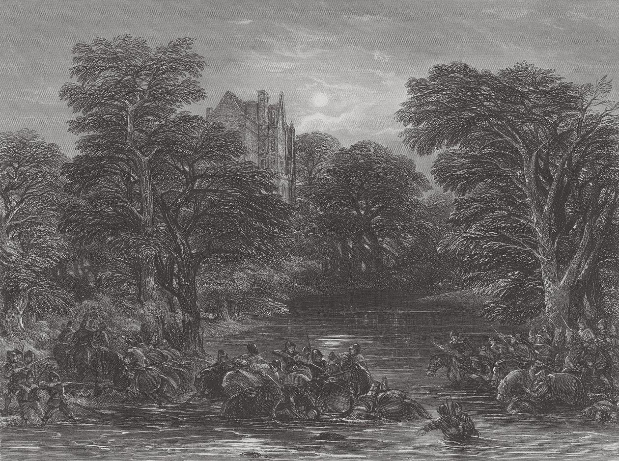 スコットランド人はJC Varrallによって刻まれたプレストンの戦いの後に追跡しました。1844年 作： ジョージ・キャテルモール