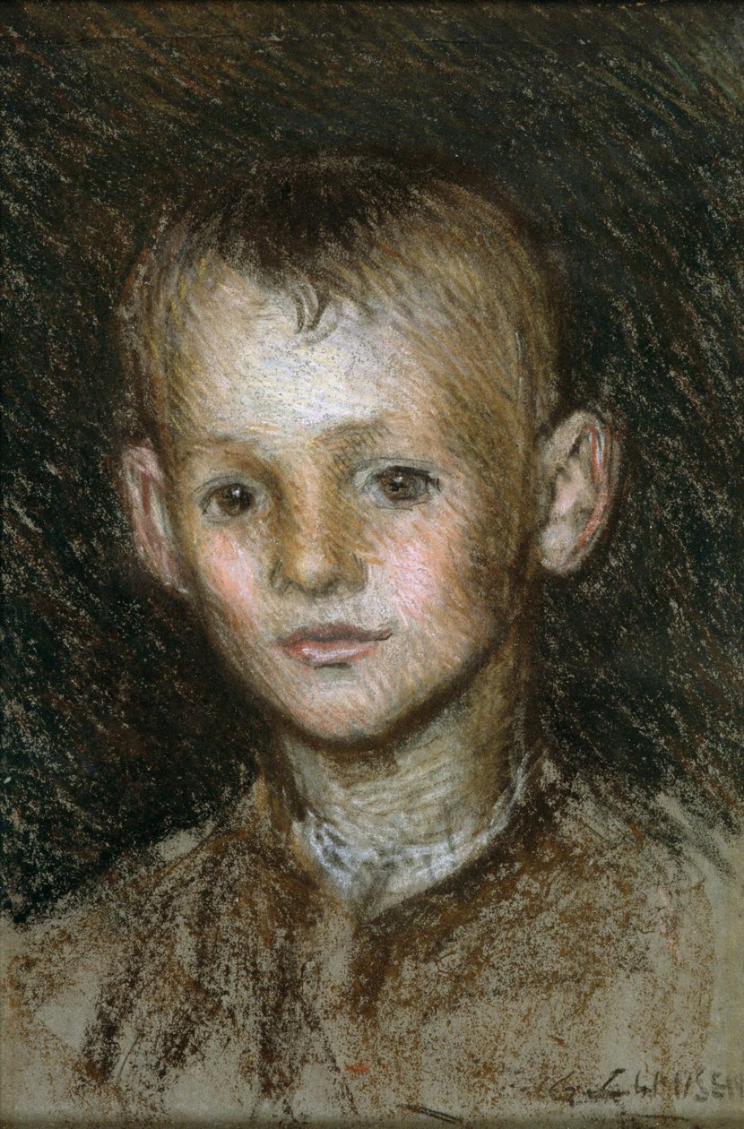農場の少年の研究（パステル紙） 作： ジョージ・クラウセン