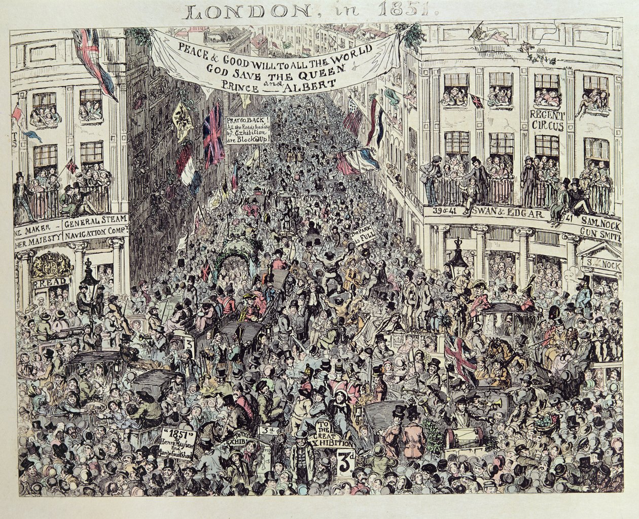 Mayhew&39;s Great Exhibiton、ロンドン、1851年（カラーエッチング） 作： ジョージ・クルクシャンク