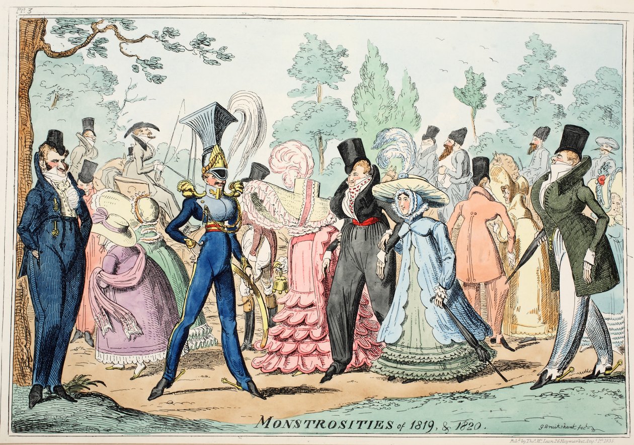 1819年と1820年の怪物、パブ。 1835年（手描きの彫刻） 作： ジョージ・クルクシャンク