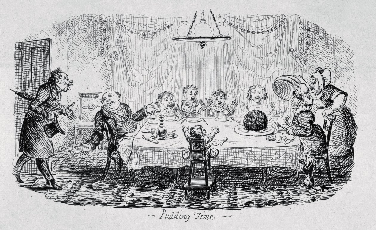 「Pudding Time」、イラスト・オブ・タイムのプレート6、1827年発行 作： ジョージ・クルクシャンク