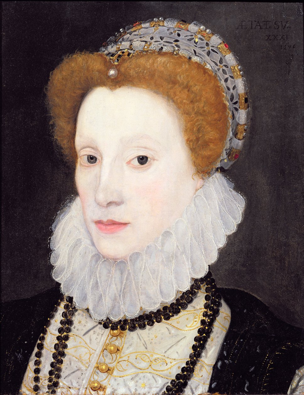 女性の肖像（エリザベス1世と言われた）、1576年 作： ジョージ・ガワー