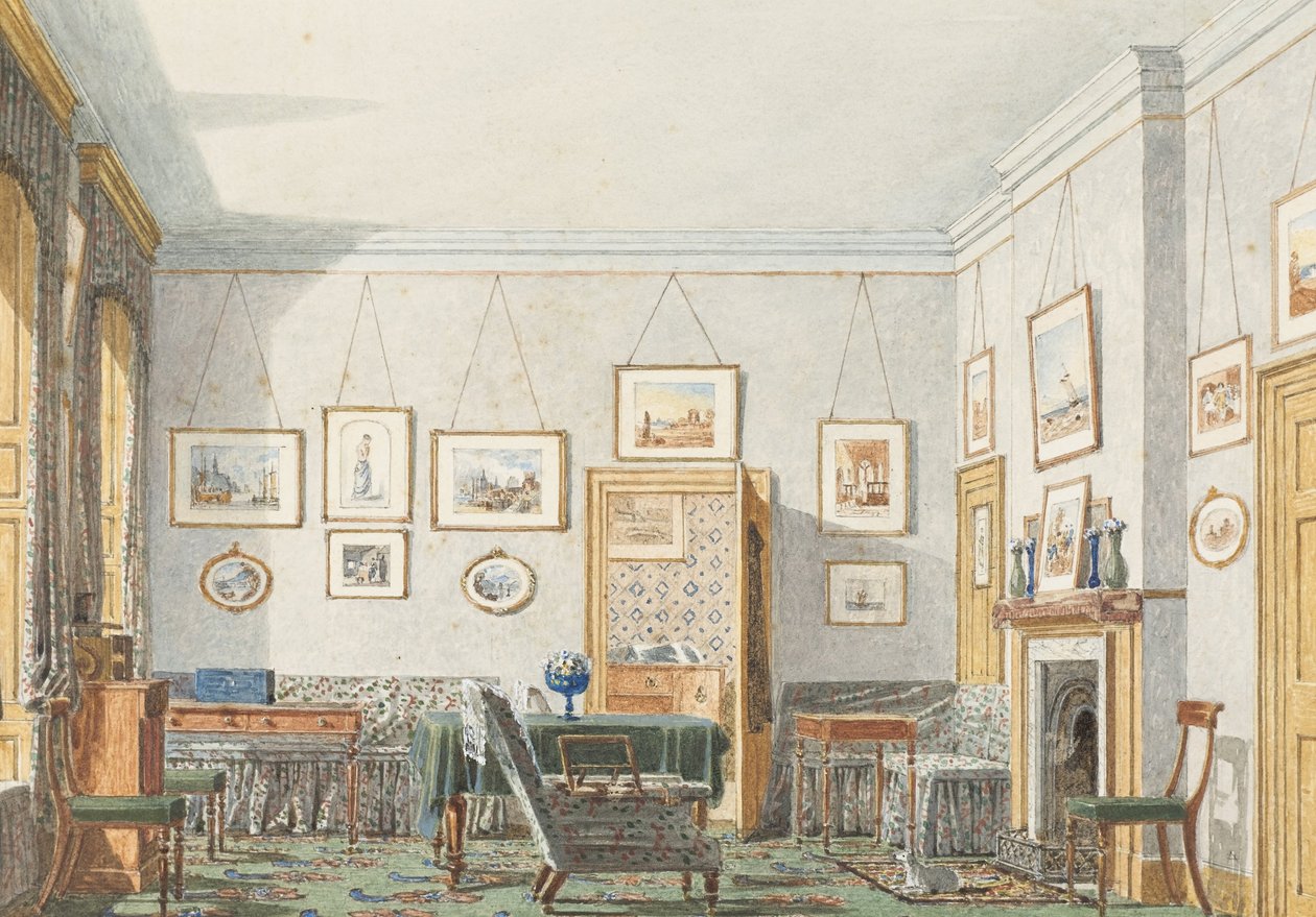 オックスフォードのジョージ・ジェームス・ドラモンドの部屋、1853 作： ジョージ・パイン