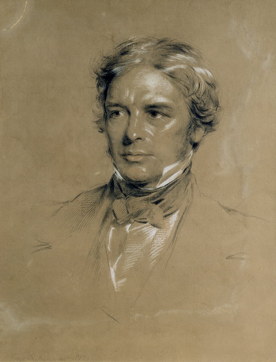 マイケル・ファラデー（1791-1867）（紙に木炭とチョーク） 作： ジョージ・リッチモンド